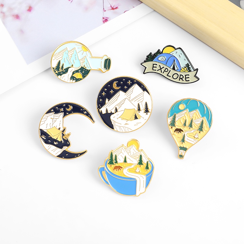 Bros Pin Iandscape 6 Model Untuk Hadiah Teman