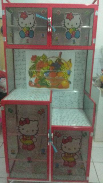 Rak Piring 2 Pintu Magicom / Gendong Kaca Lukis Full Colour (harga Promo)