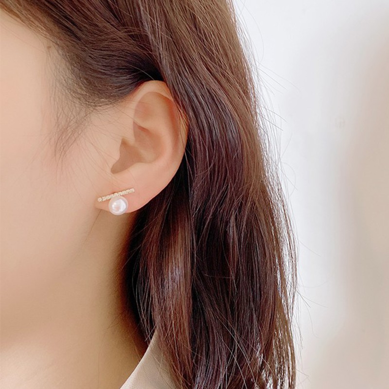 Anting Mutiara Bahan S925 Silver Gaya Korea Untuk Perempuan