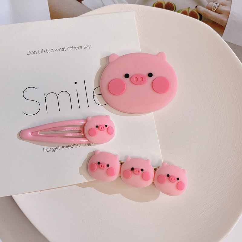 Holiday Casual Women Hair Accessories Cute Plastic Pink Pig Hair Clip for Women