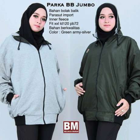 JAKET BOLAK BALIK 2in1 Bomber Parasut Fleece Hoodie Wanita Murah Kualita- Hitam/Navy/Maroon/Army/Abu