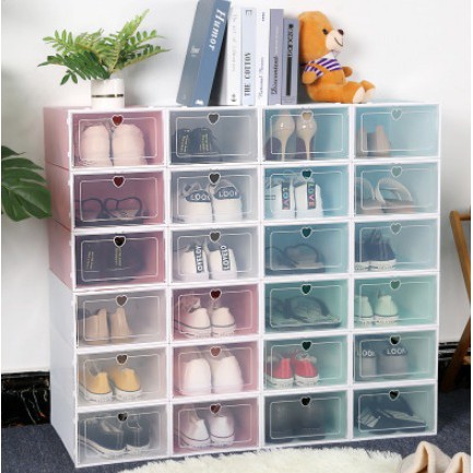 Kotak Sepatu Transparan Tebal Shoes Organizer Box Tempat Penyimpanan Mika Rak Portable Serbaguna Perlengkapan Rumah Sepatu Sandal Susun Murah COD- AC 01