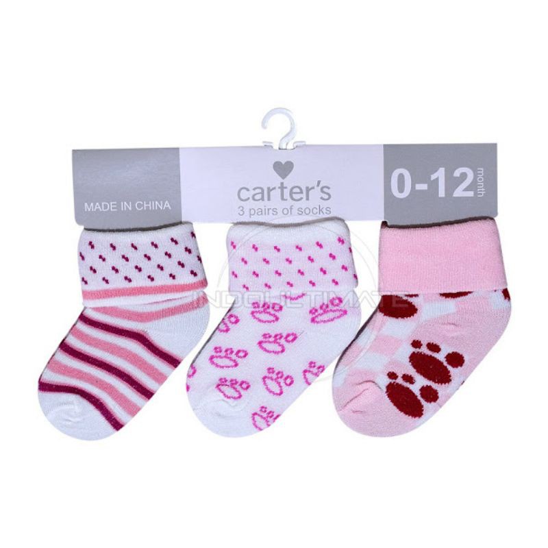 3pcs kaos kaki bayi 0-12 bulan cotton tebal perempuan laki-laki motif Random