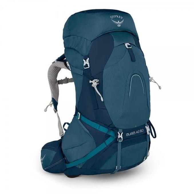 Tas Gunung Dkk. Tas Carrier Osprey Aura 50 Ag With Raincover // Tas Gunung Osprey - Biru Produk Ori