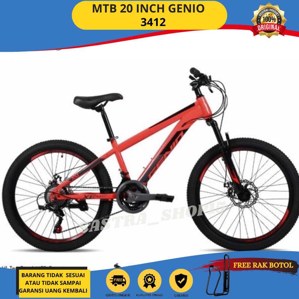 Sepeda Gunung MTB 20 Inch GENIO M3412 New Steel Hi-Ten 3x8 Speed