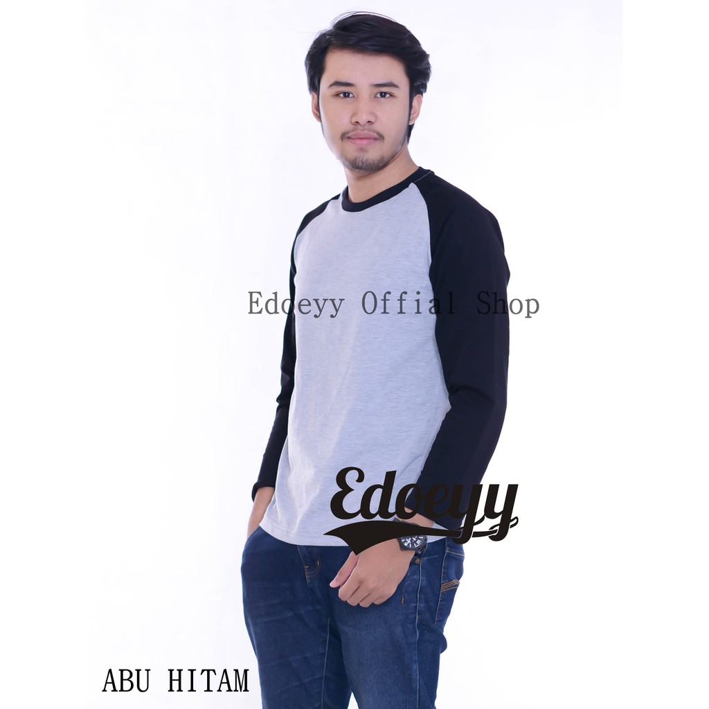 Raglan Lengan Panjang Abu Hitam/Baju Raglan/Raglan polos/kaos distro/kaos lengan panjang/baju polos