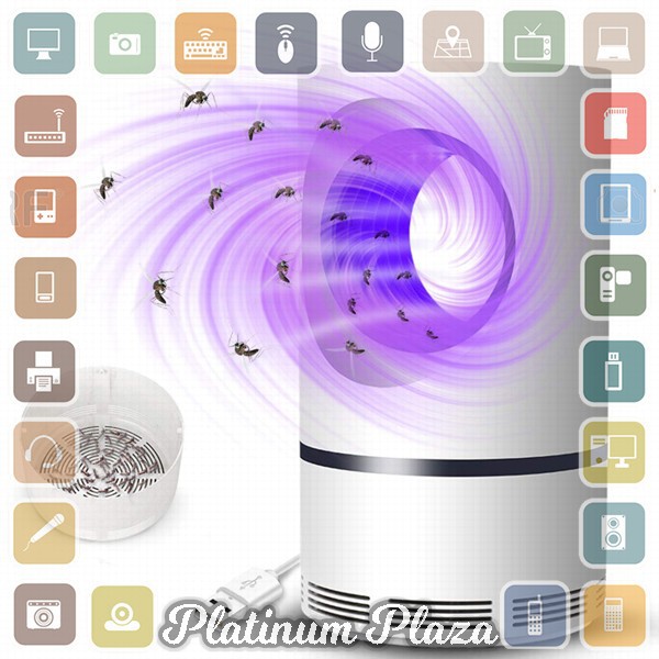 Aleekit Pembasmi Nyamuk Mosquito Lamp Killer USB UV Vortex Purple Light - 188 - White`2E41IA-