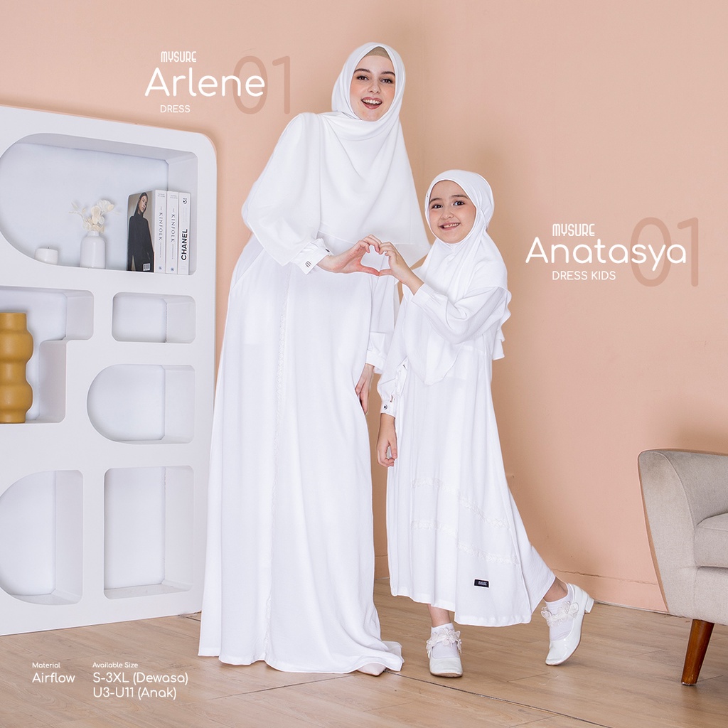 GAMIS COUPLE ANAK DAN IBU WARNA PUTIH BY MYSURE