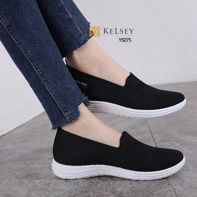 Kelsey Sepatu Slip On Wanita / Sepatu Flyknit Flat Shoes YS075