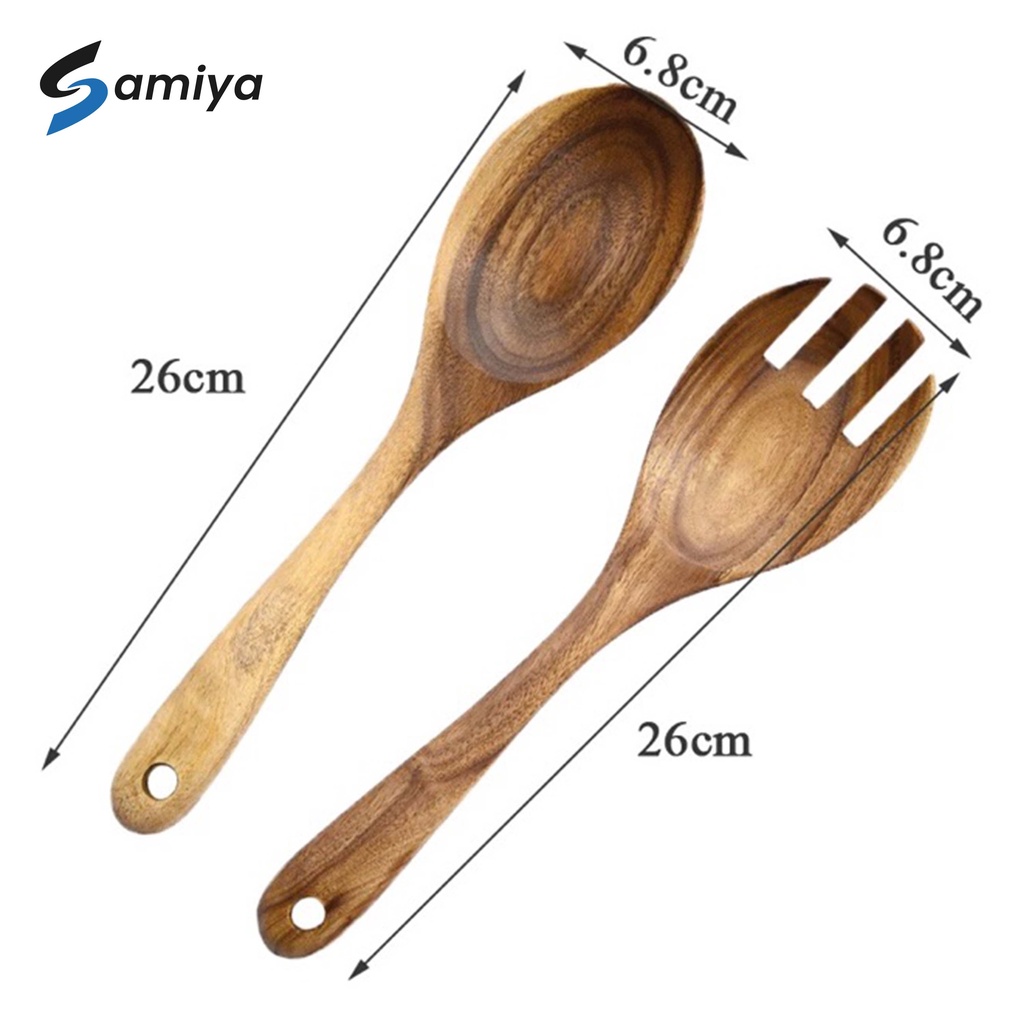 Sendok garpu kayu ukuran besar jumbo / wooden big spoon fork salad set / centong kayu