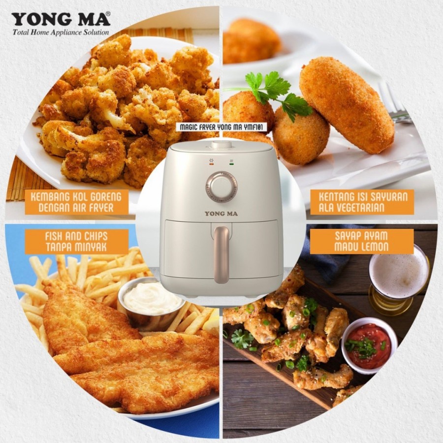 YONGMA Air Fryer YMF 101 - Yong Ma Air Fryer 2.4 Liter Low Watt