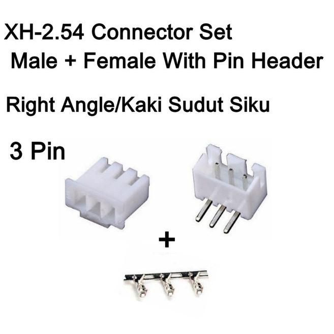 Connector 3P Set XH2.54 Male Female 3Pin PCB kabel kaki Siku L Bengkok