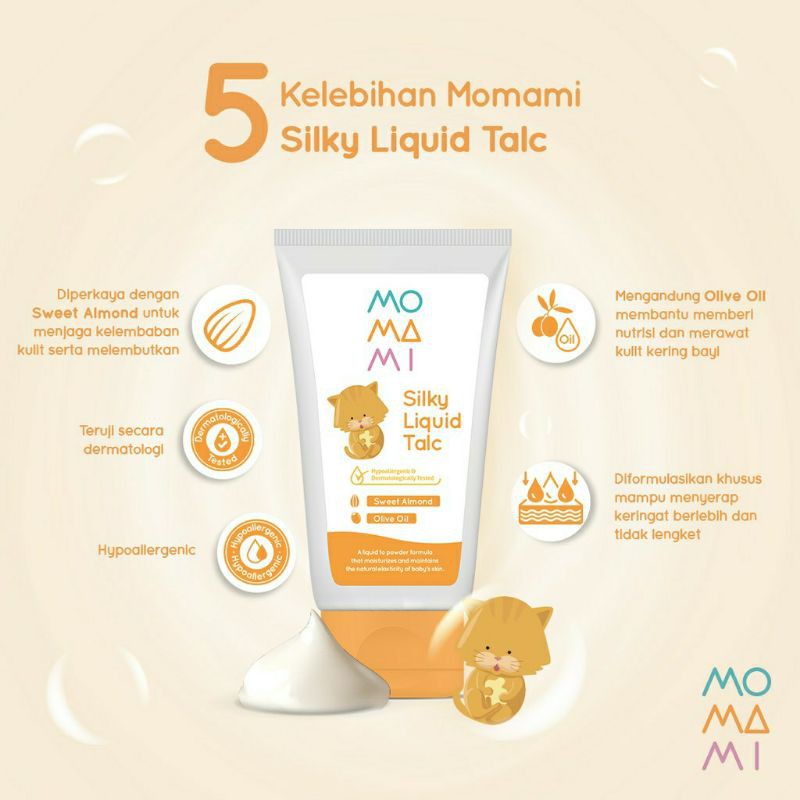Momami silky liquid talc - bedak bayi | bedak cair