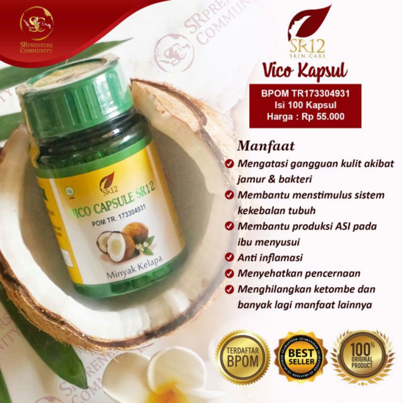 SR12 Vico Kapsul Virgin Coconut Oil Minyak Kelapa Kapsul Isi 100 ORIGINAL 100%
