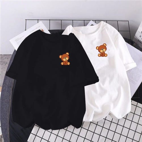 MYSTIQUE.ID-BAJU KAOS COUPLE BEAR SIT T-SHIRT LUCU DAN AESTHETIC