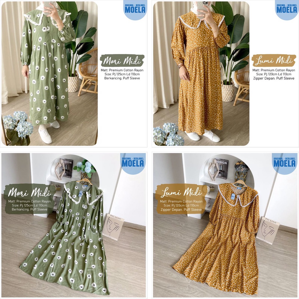 MIDI ld 110cm by ORI MOELA MORI LUMI fashion wanita MUSLIM premium cotton rayon dress RIOTI BUSUI fr