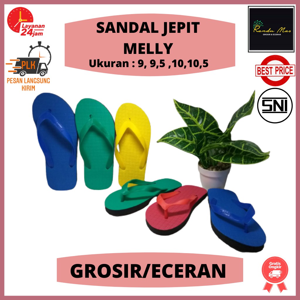 Sandal Jepit Wanita Mely Sandal Karet Pria Semua Ukuran Warna Murah dan Berkualitas