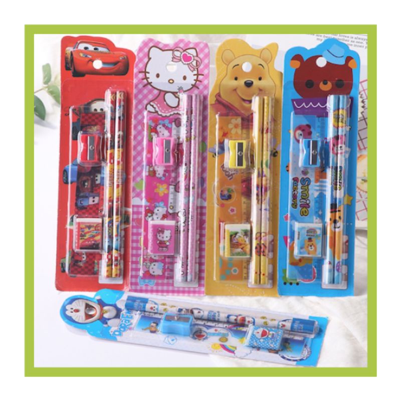 

Set Alat Tulis 5 in 1 Karakter / Mini Stationery / Alat Tulis Sekolah / Paket Alat Tulis