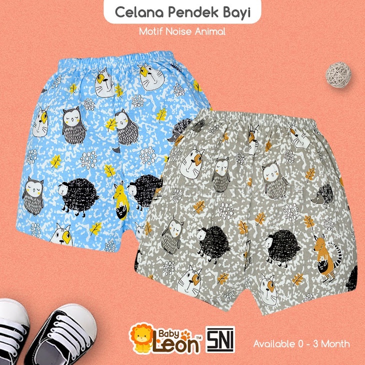 DS-117 1 Pcs Celana Pendek Bayi (0-3 Bulan) BABY LEON Celana Diaper Bayi Baru Lahir Celana Anak Bayi