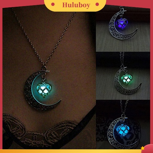 Hu Hu Hu Hu Hu Alat Bantu Pasang Kacamata♡ Kalung Rantai Dengan Liontin Bulan Sabit Hias Batu Turquoise Untuk Wanitahadiah Halloween