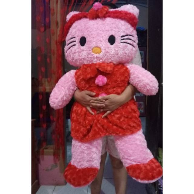 BONEKA HELLO KITTY JUMBO 1 METER MERAH/BONEKA HELLO KITTY/BONEKA/MAINAN/KADO/SOUVENIR/HELLO KITTY