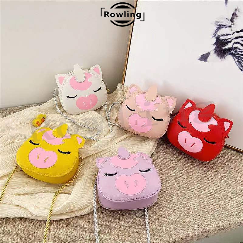 Rowling(Tas-155) Tas Mini  Karakter Kartun BABI BERTANDUK Anak-Anak Import