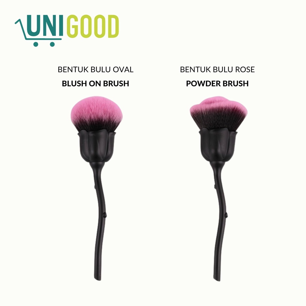 UNIGOOD - Rose Makeup Brush Tangkai Bunga Mawar Powder Brush Bulu Halus Premium