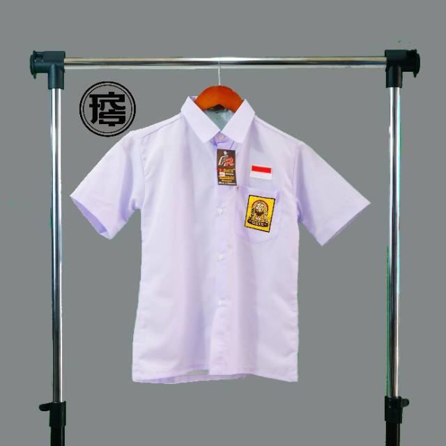 Baju Putih Lengan Pendek Lambang Smp Bahan Licin Seragam Sekolah Shopee Indonesia