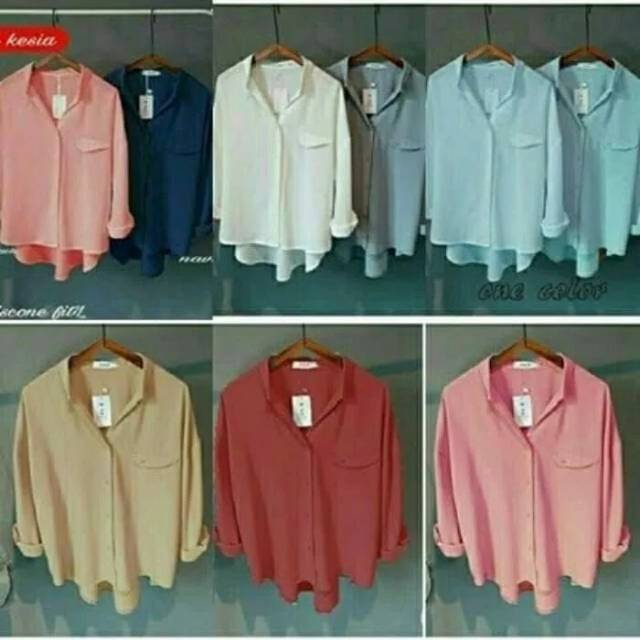Kemeja kesia baju kemeja wanita jumbo baju hem wanita