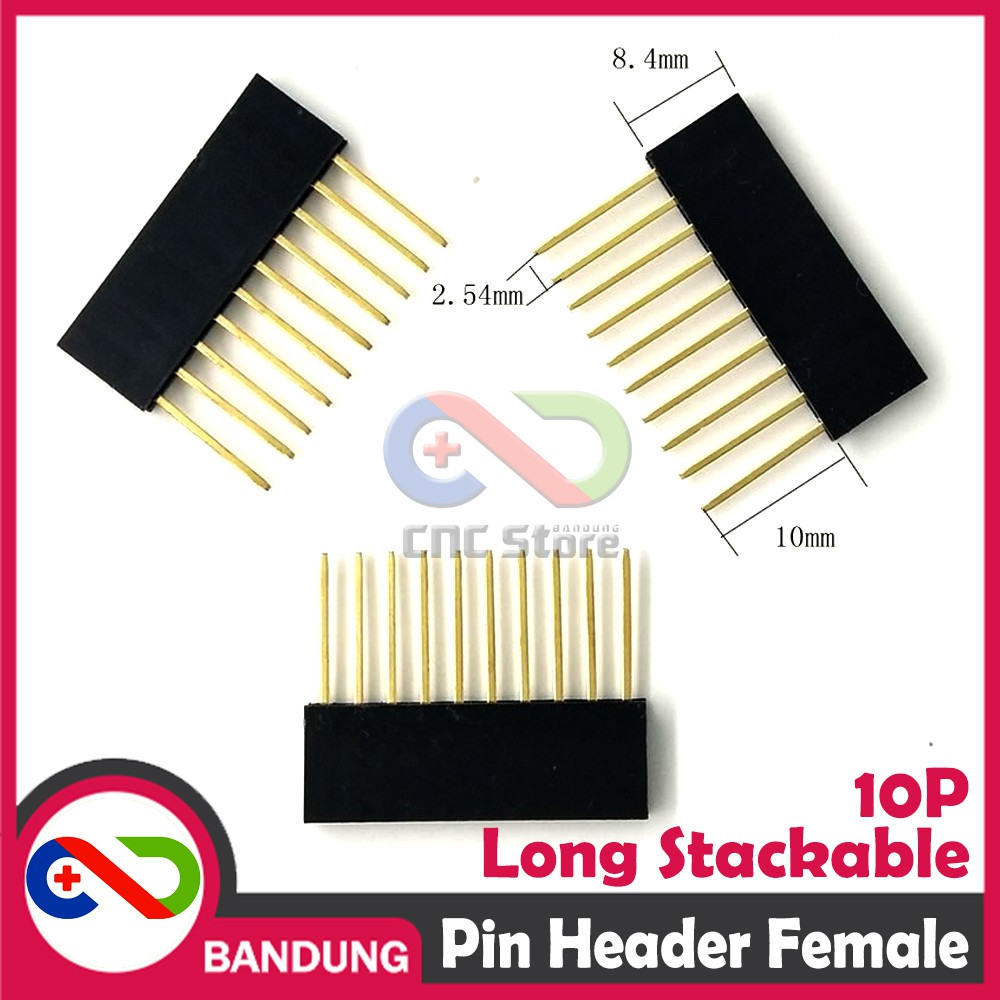 PIN HEADER FEMALE 10 10P 10MM LONG STACKABLE FOR ARDUINO UNO