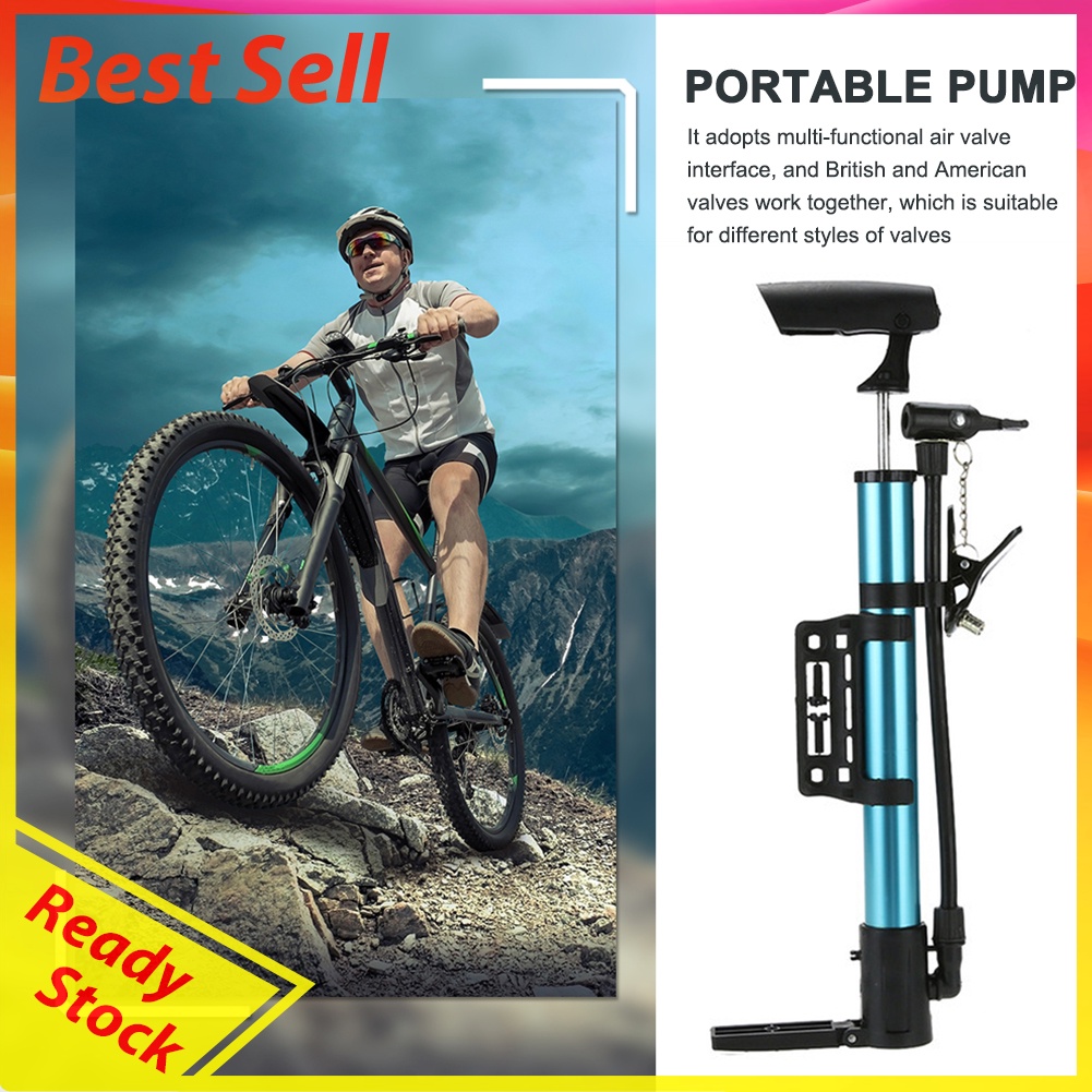 Mini Portable Bicycle Floor Pump American/Dunlop Valve Universal Inflator