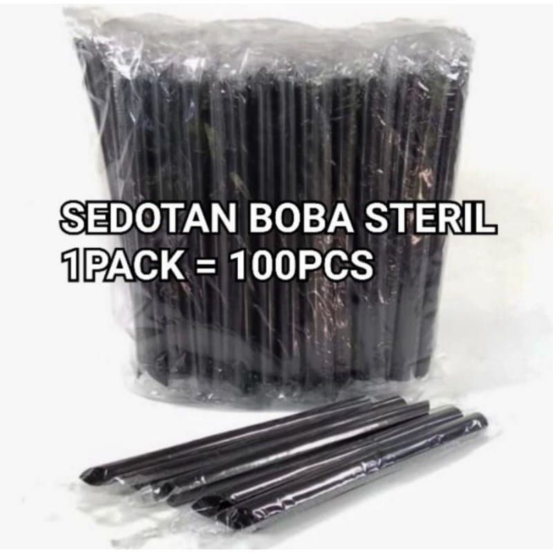 Sedotan Boba Straw Bubble 12mm Steril 1221 Hitam