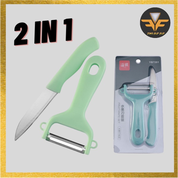 Pisau Peeler set 2 in 1 Stainless Steel Pisau Pengupas Peeler dan Pisau Buah Sayur Dpur set 2 in 1 Serbaguna