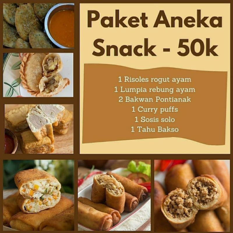 

paket aneka snack bisa frozen atau matang