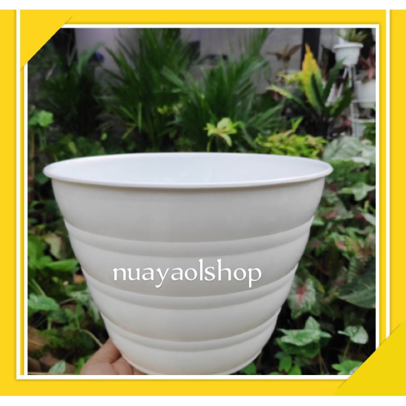 Pot Bunga Putih Mers Queen 25cm/Pot Tanaman/Pot Bunga Plastik/Vas Bunga