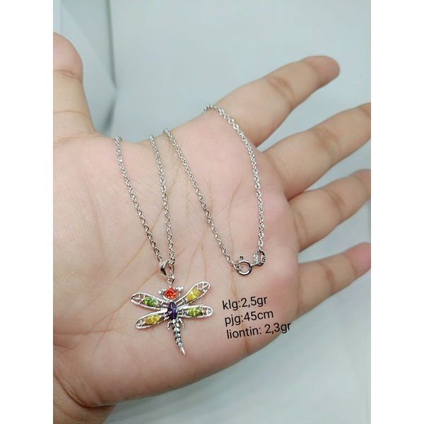 KALUNG PERAK ASLI 925 LAPIS EMAS/KALUNG RANTAI + LIONTIN MATA PUTIH COR/ASLI SILVER/PERHIASAN FASHION