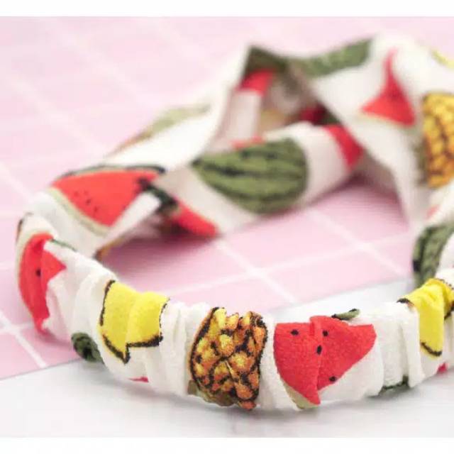 Bandana Korea Simpul Motif Buah Buahan Fruit HeadBand Korean Bando