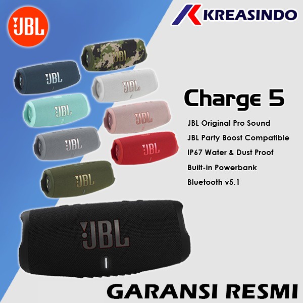 JBL CHARGE 5 / CHARGE 5 Portable Bluetooth Speaker + Powerbank Garansi Resmi