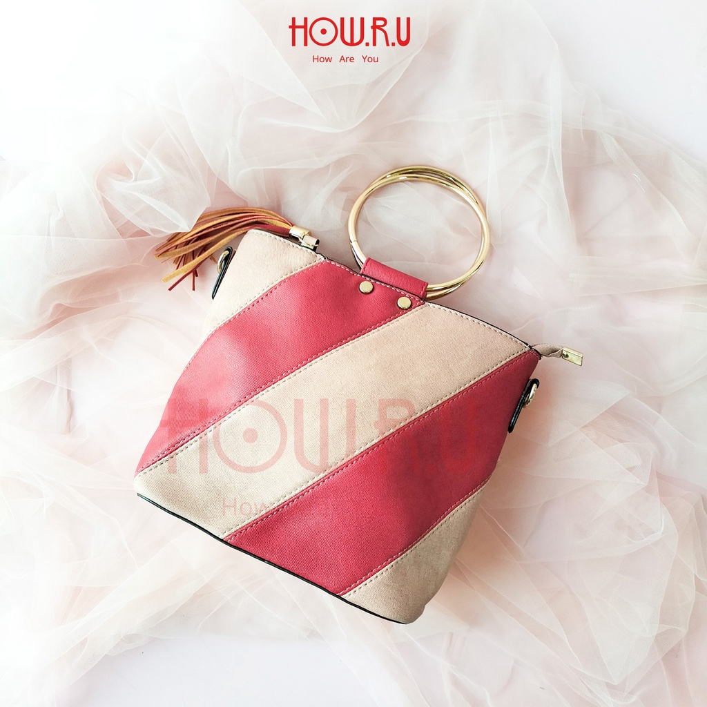 HOW.R.U | Hand Bag Gagang Emas / Tas Selempang Wanita Korea / Elegan Sling Bag 9501