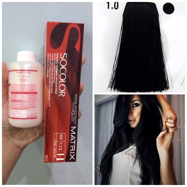 Matrix Socolor 1 0 1n Intense Black Hair Dye Cat Rambut Hitam Pekat Tutup Uban So Color Shopee Indonesia