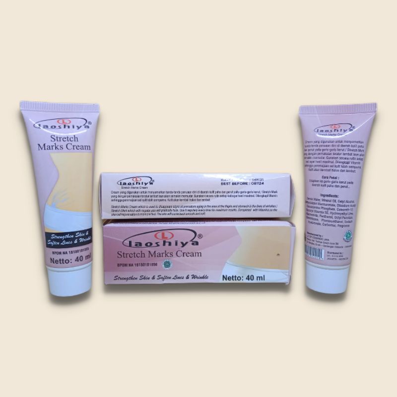 CREAM STRETCHMARKS Ampuh LAOSHIYA Krim Penghilang StretchMarks 40 ml BPOM Original 100%