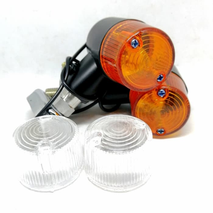 Lampu Sein Bulat Kotak Kaca Putih Kuning LED Motor Honda Susuki Yamaha Terjamin Bagus Free Ongkir