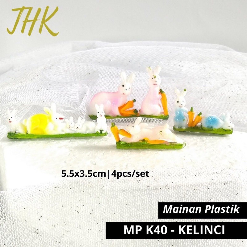 MP K40 - Hiasan Kue Cake Topper Mainan Plastik Kelinci Rabbit Warna