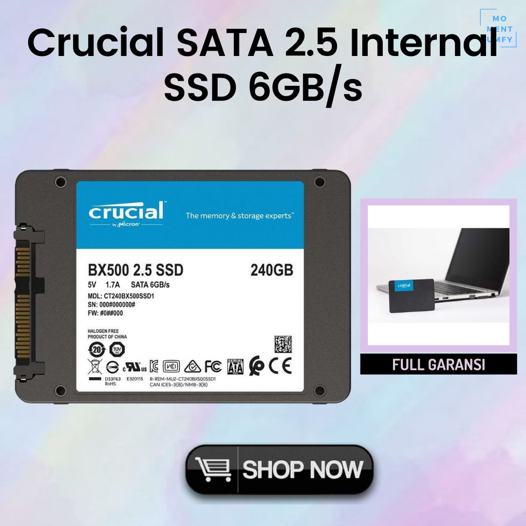 Crucial SSD SATA Penyimpanan Storage Memory Memori Internal Eksternal External Storage Tambahan SSD 