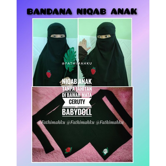 Niqab Bandana Anak/Cadar Anak/Cadar Lepas Anak 2 Layer
