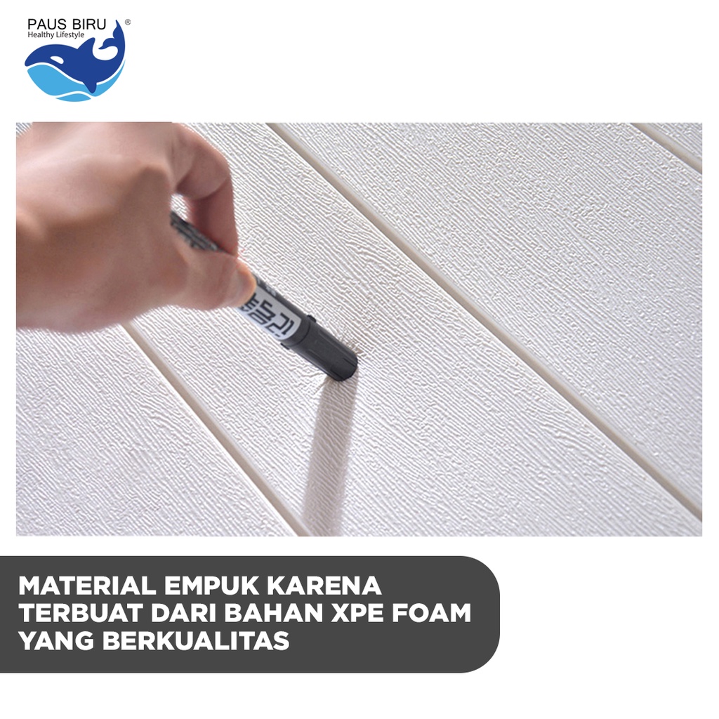 Paus Biru - Wallpaper dinding 3d motif kayu wood foam 70x70cm / wallfoam motif kayu-3