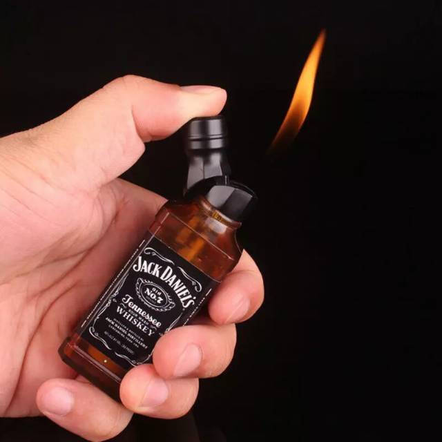 Mancis korek api unik lucu model botol JD gas butane lighter isi ulang