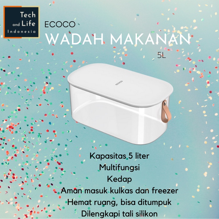 Ecoco Food Container 5L Kotak Makanan Penyimpanan Kulkas Freezer