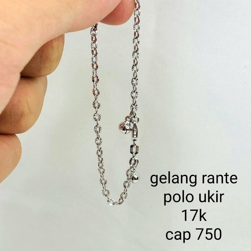 Gelang Emas Asli Polo Ukir Holo Hollow Mas Asli UBS Kadar 750 17K Rantai Tangan Dewasa