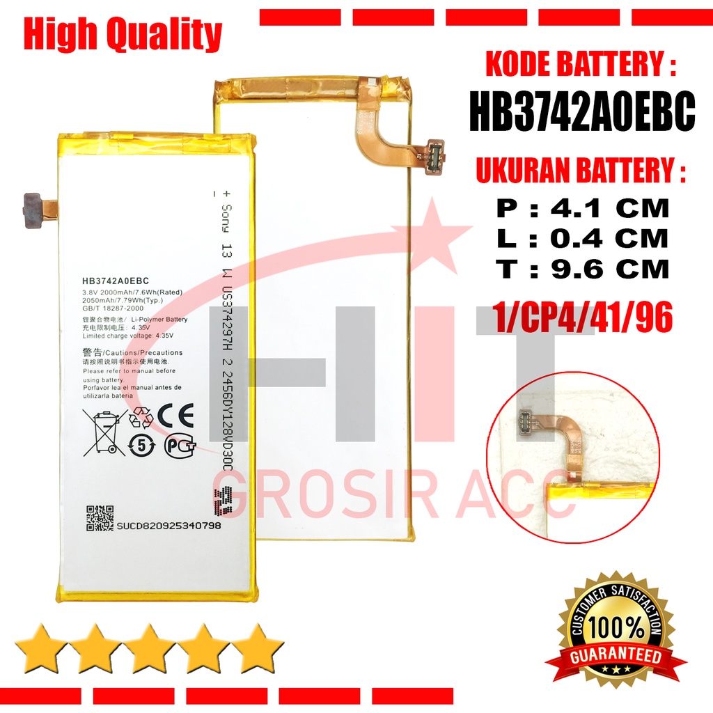 Baterai Battery Huawei HB3742A0EBC For Huawei Ascend P6 G6 G610 G620 G621 G630 G620S